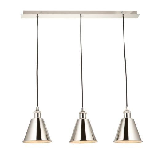 Blackstone Sparkyl 3 lt 325-1730mm x 730mm x 170mm Plate Pendant Light Finished In Bright Nickel Plate