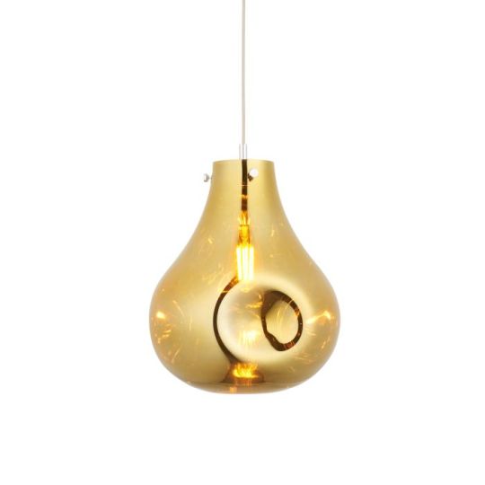 Blackstone Brillara 1 lt 550-1645mm x 320mm Single Pendant Light Finished In Gold Metallic Glass & Chrome Plate