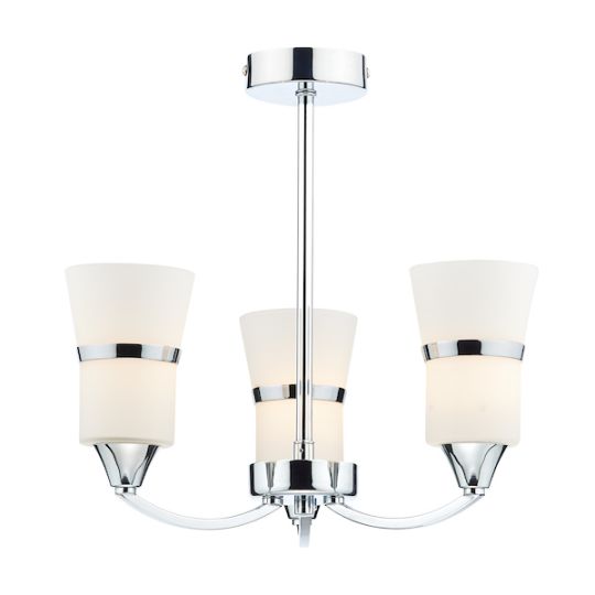 Dar Dublin 3 Light Semi Flush Polished Chrome Led