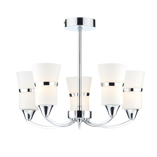 Dar Dublin 5 Light Semi Flush Polished Chrome Led