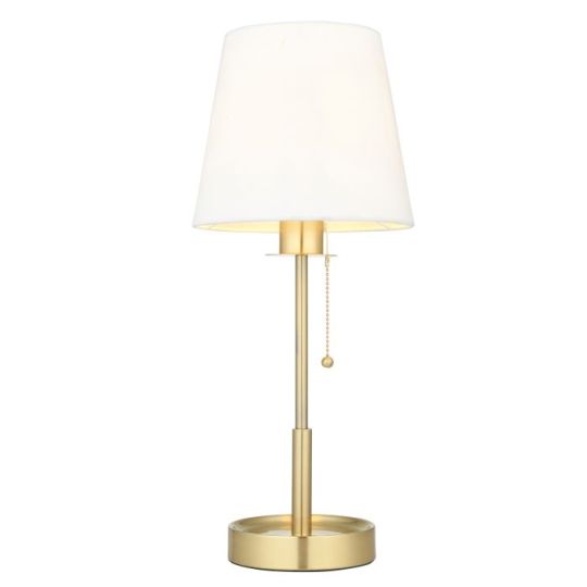 Blackstone Solarae 1 lt 497mm x 210mm Base & Shade Table Light Finished In Satin Brass Plate & Vintage White Fabric