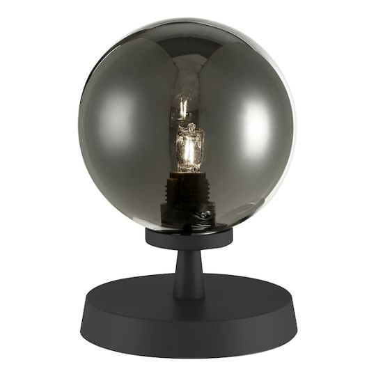 Dar Esben Touch Table Lamp Matt Black With Smoked Glass