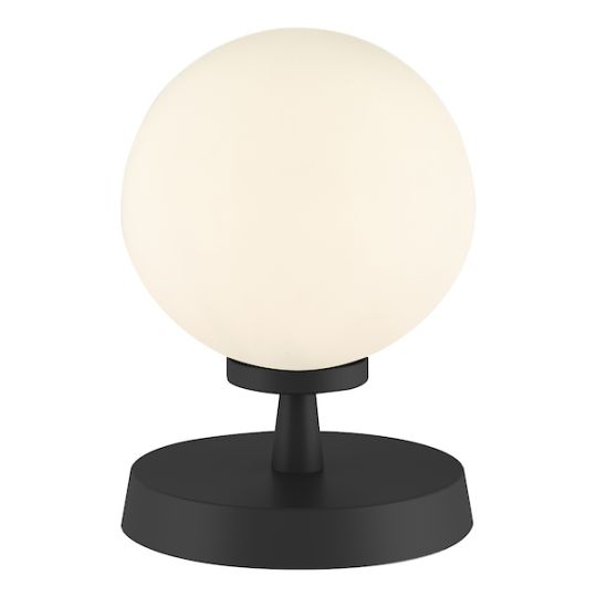 Dar Esben Touch Table Lamp Matt Black With Opal Glass