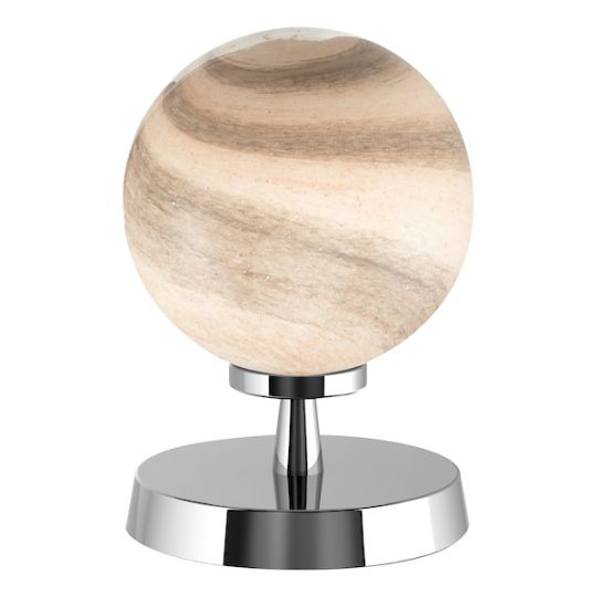 Dar Esben Touch Table Lamp Polished Chrome With Planet Glass