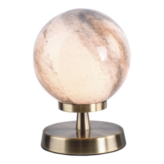 Dar Esben Touch Table Lamp Antique Brass With Planet Glass