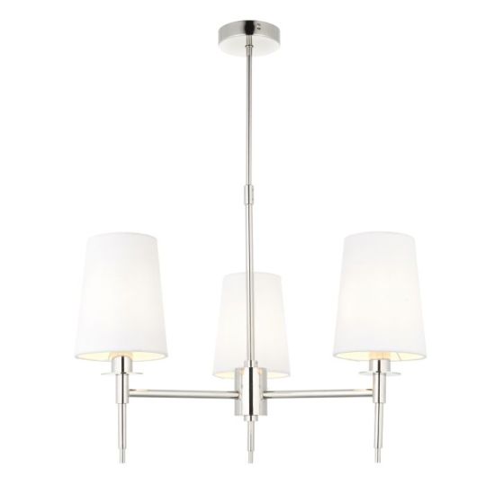 Blackstone Solarae 3 lt 455-660mm x 550mm Multi Arm Shade Pendant Light Finished In Bright Nickel Plate & Vintage White Fabric