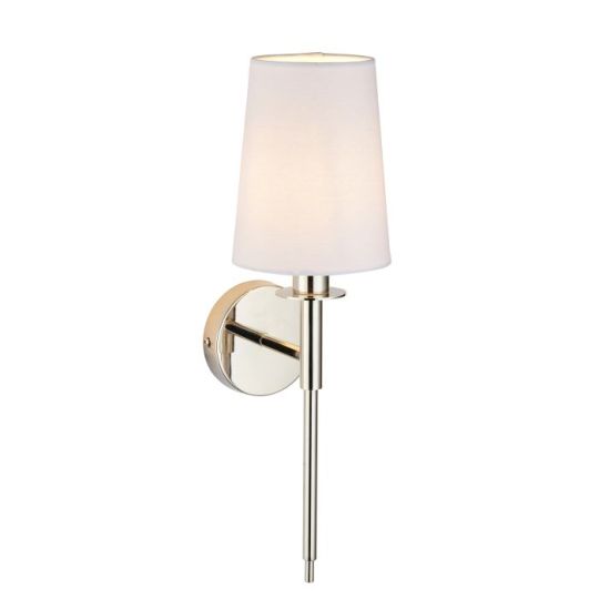 Blackstone Solarae 1 lt 170mm x 448mm x 130mm Shade Wall Light Finished In Bright Nickel Plate & Vintage White Fabric