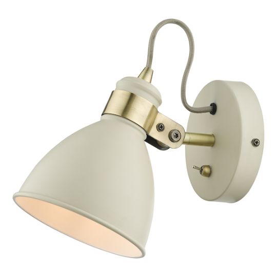 Dar Frederick Single Wall Spotlight Cream Antique Brass