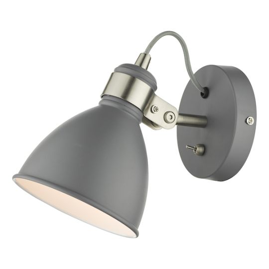 Dar Frederick Single Wall Spotlight Dark Grey Satin Chrome