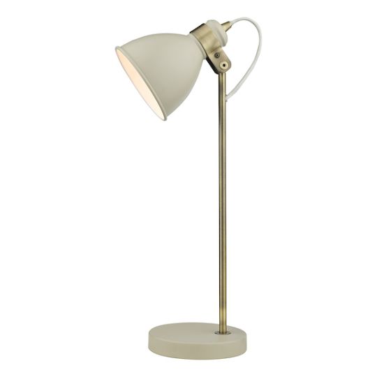 Dar Frederick Task Table Lamp Cream Antique Brass