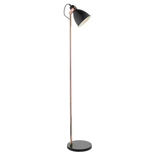 Dar Frederick Task Floor Lamp Black & Copper