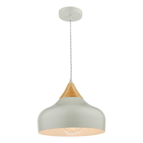 Dar Gaucho 1 Light Single Pendant Grey And Wood