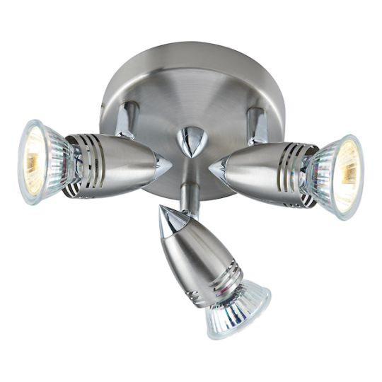 Dar Gemini 3 Light Plate Spotlight Satin Chrome (Multipack)