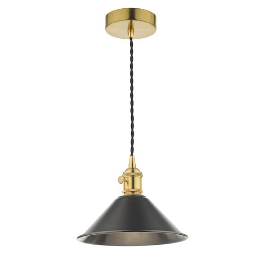 Dar Hadano Pendant Natural Brass With Antique Pewter Shade