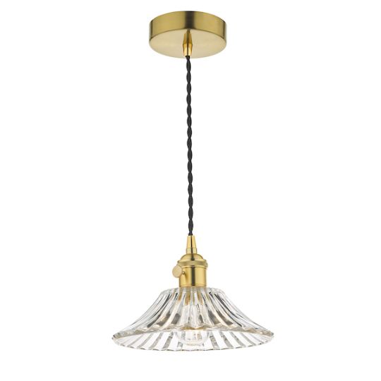 Dar Hadano Pendant Natural Brass With Flared Glass Shade