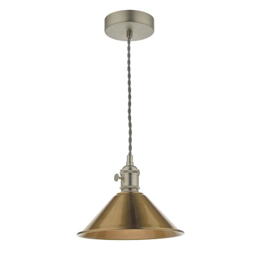 Dar Hadano Pendant Antique Chrome With Aged Brass Shade