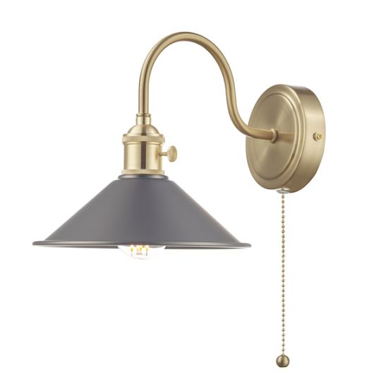 Dar Hadano Wall Light Brass With Antique Pewter Shade