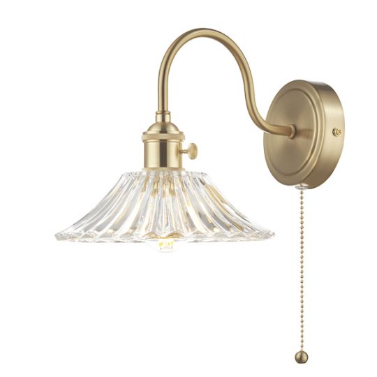 Dar Hadano Wall Light Brass With Clear Flared Glass Shade