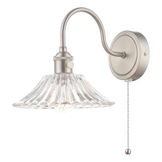 Dar Hadano Wall Light Antique Chrome With Clear Flared Glass shade