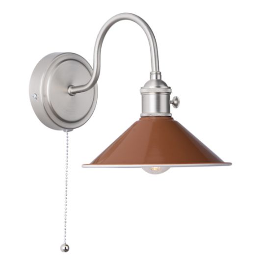 Dar Hadano Wall Light Antique Chrome With Umber Shade