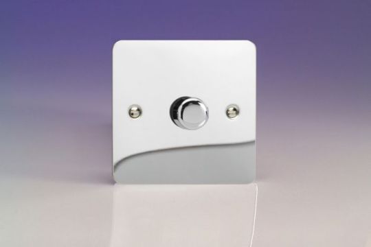 Varilight Polished Chrome 1-Gang 2-Way Push On/Off Rotary Dimmer 1 x 60-400W