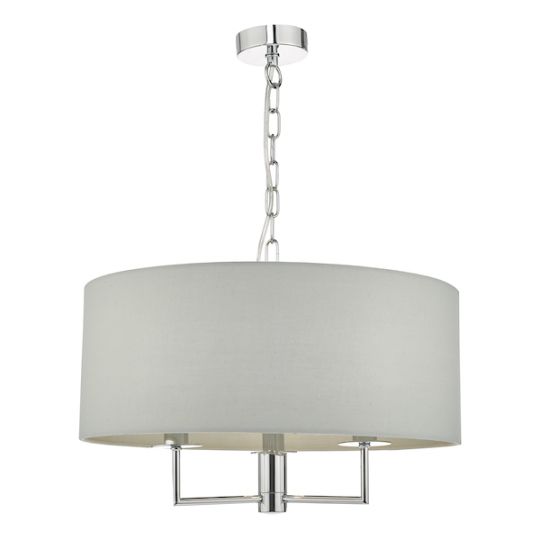 Dar Jamelia 3 Light Pendant Polished Chrome & Grey