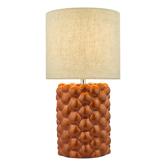 Dar Jayden Table Lamp Orange Glaze With Shade