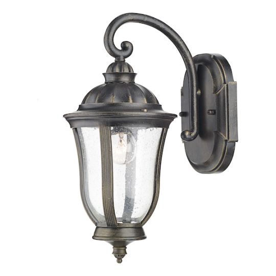 Dar Johnson Outdoor Wall Light Black/Gold Glass IP44