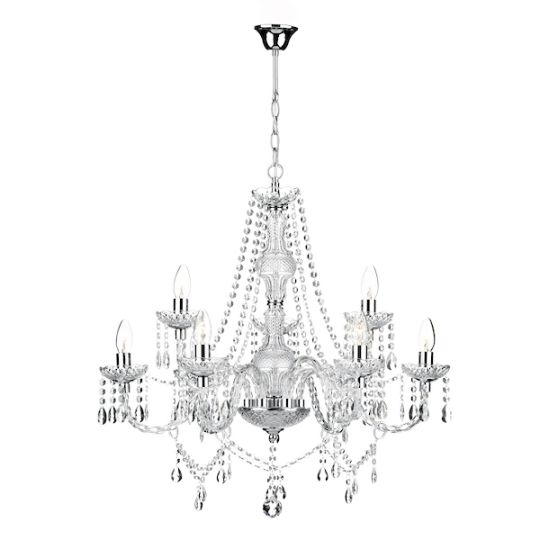 Dar Katie 9 Light Chandelier Polished Chrome Acrylic Glass