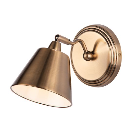 Dar Kempten Single Wall Spotlight Antique Brass