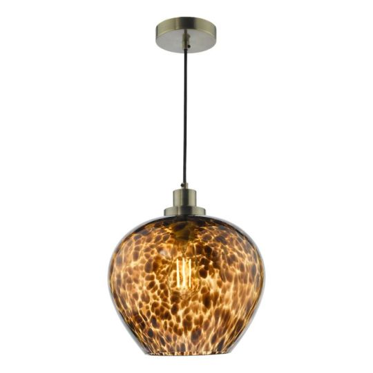 Dar Leandra Pendant Tortoiseshell Glass and Antique Brass