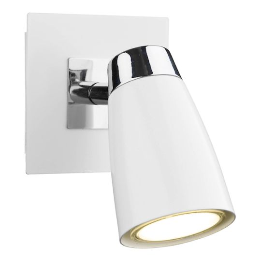 Dar Loft Single Wall Spotlight Matt White Polished Chrome