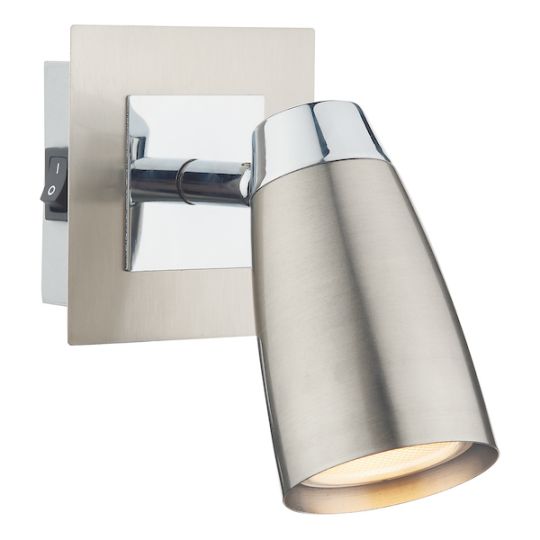 Dar Loft Single Wall Spotlight Satin & Polished Chrome