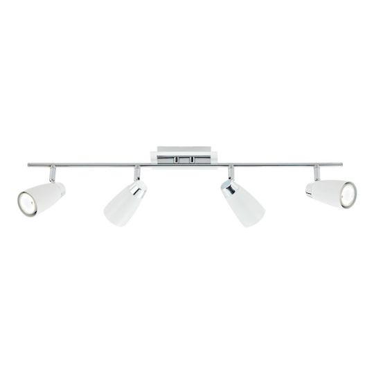 Dar Loft 4 Light Bar Spotlight Matt White Polished Chrome