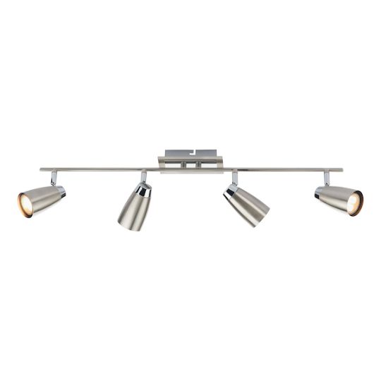 Dar Loft 4 Light Bar Spotlight Satin & Polished Chrome