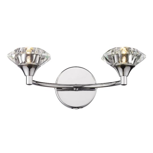 Dar Luther 2 Light Wall Light Polished Chrome Crystal