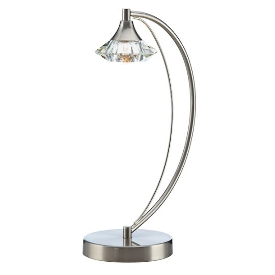 Dar Luther Table Lamp Satin Chrome Crystal