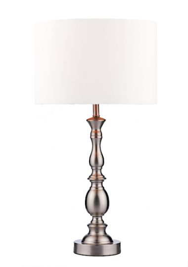 Dar Madrid Table Lamp Satin Chrome With Shade