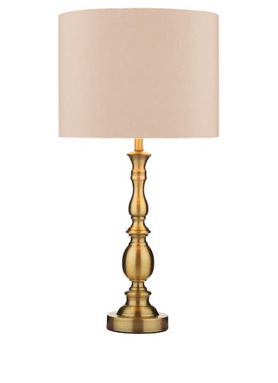 Dar Madrid Table Lamp Antique Brass With Shade