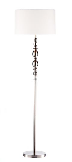 Dar Madrid Floor Lamp Satin Chrome With Shade