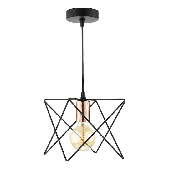 Dar Midi Cage Pendant Matt Black & Bright Copper