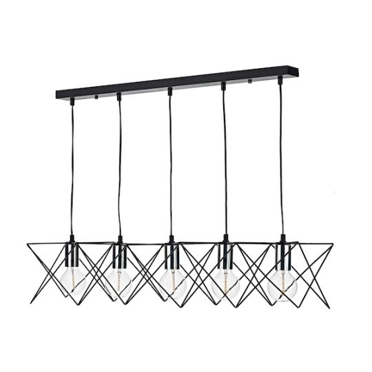 Dar Midi 5lt Bar Pendant Black & Polished Chrome