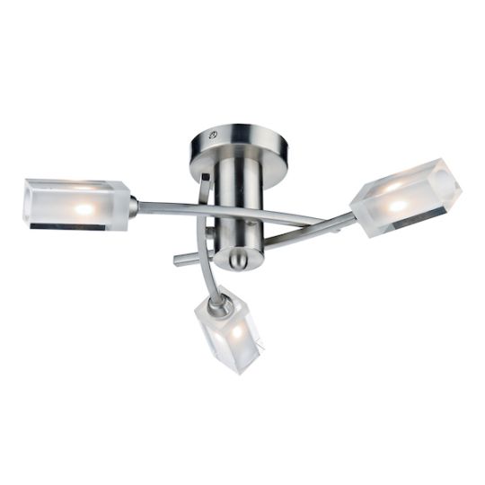 Dar Morgan 3 Light Semi Flush Satin Chrome