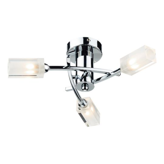 Dar Morgan 3 Light Semi Flush Polished Chrome