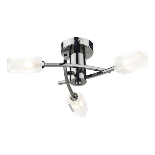 Dar Morgan 3 Light Semi Flush Black Chrome