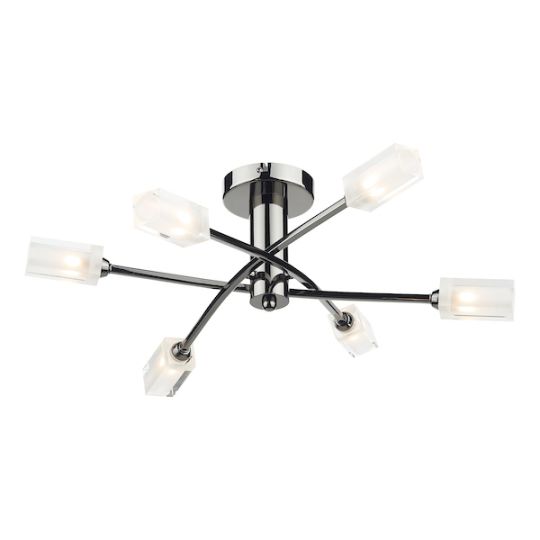 Dar Morgan 6 Light Semi Flush Black Chrome