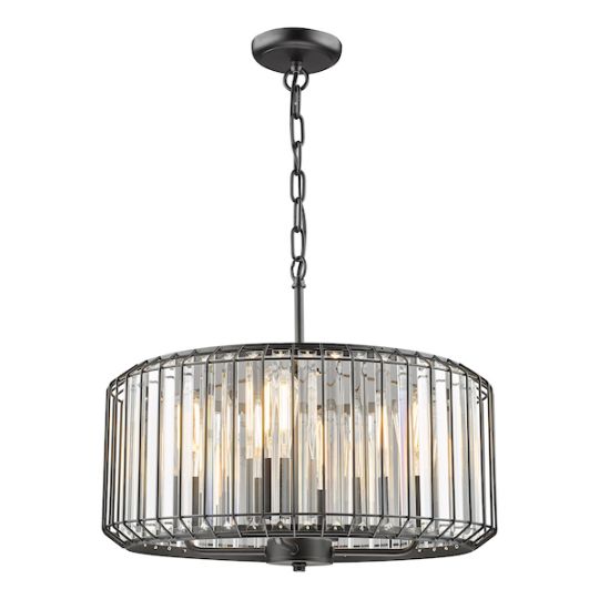 Dar Naeva 4 Light Pendant Satin Black Crystal