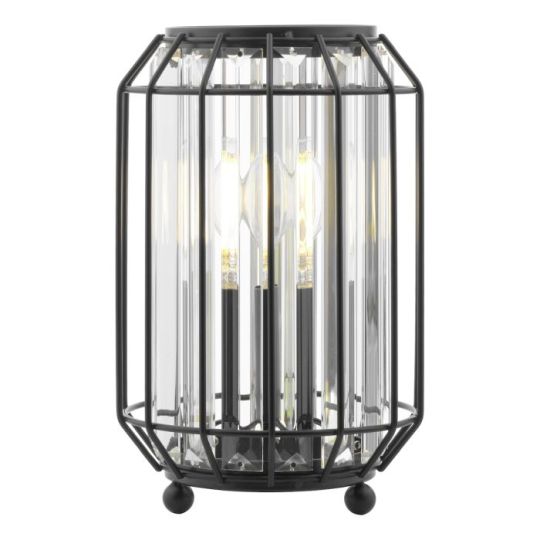 Dar Naeva Table Lamp Matt Black and Crystal