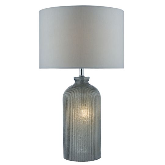 Dar Pamplona Dual Light Table Lamp Grey Glass With Shade