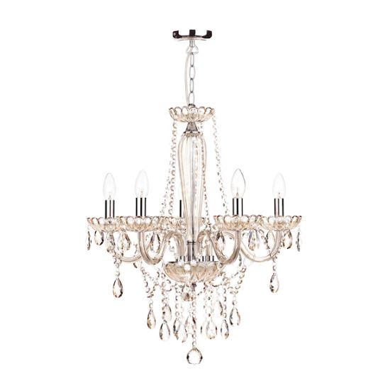 Dar Raphael 5 Light Chandelier Champagne Crystal